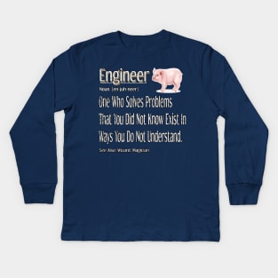 Funny Engineer Definition Awesome Engineering Gift For Pig Lovers Kids Long Sleeve T-Shirt